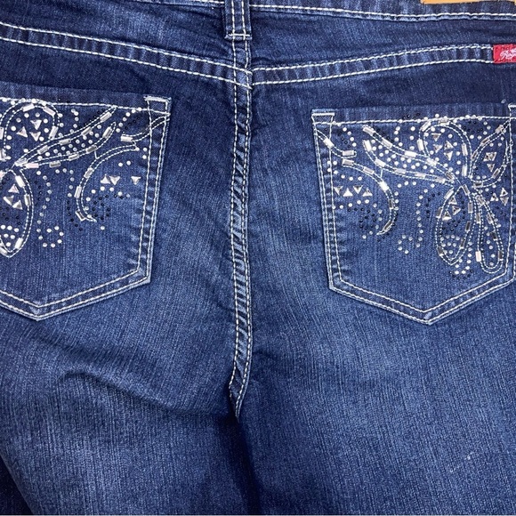 Size 12 Royalty Brand Blue Denim Jeans Western Boot Cut Rhinestone Pockets - Picture 6 of 13